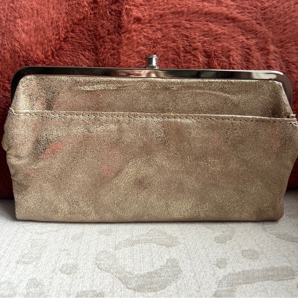 Gold Metallic Clutch Wristlet - Elegant Evening Bag